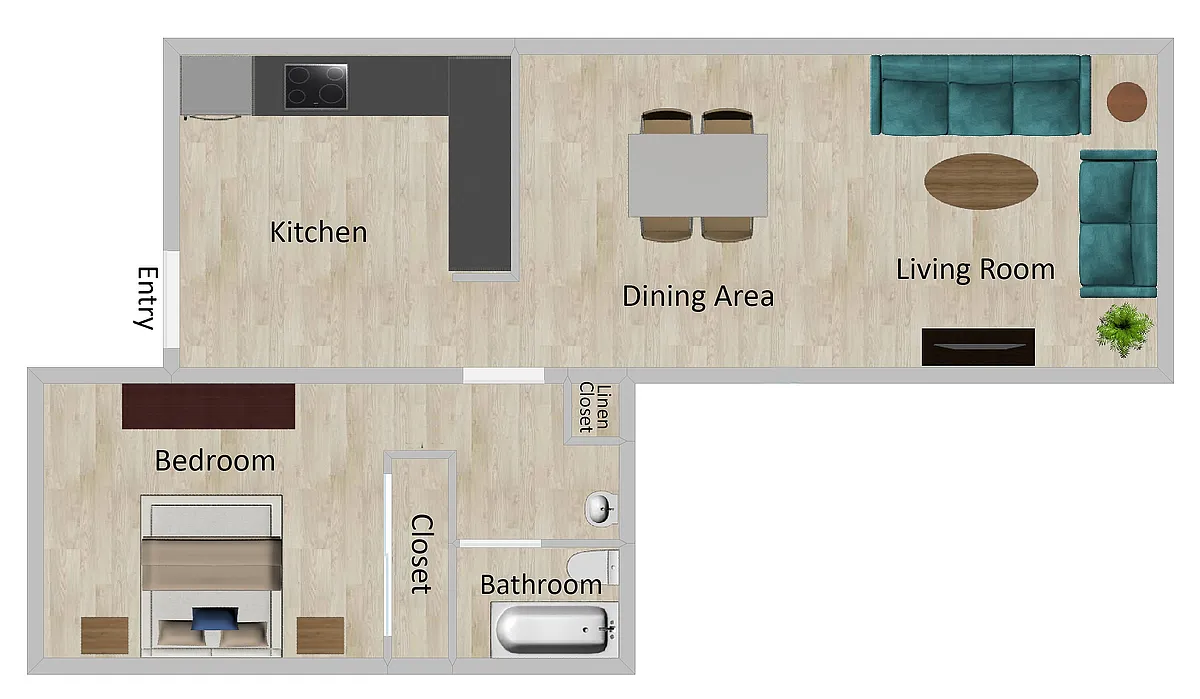 Floor plan 1x1R
