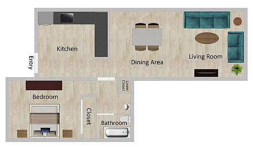 Floor plan 1x1R