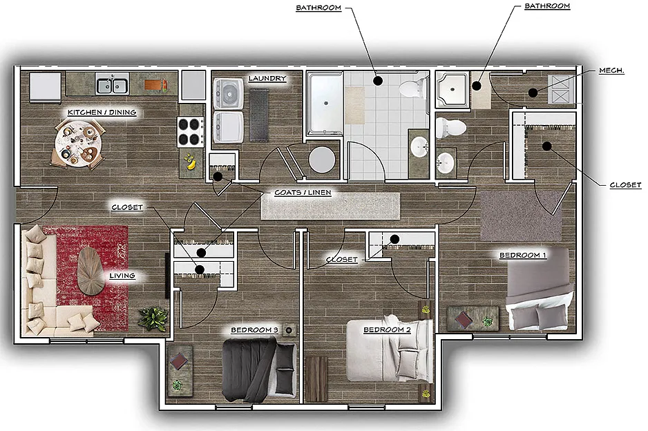 Floor plan 3 Bedrooms