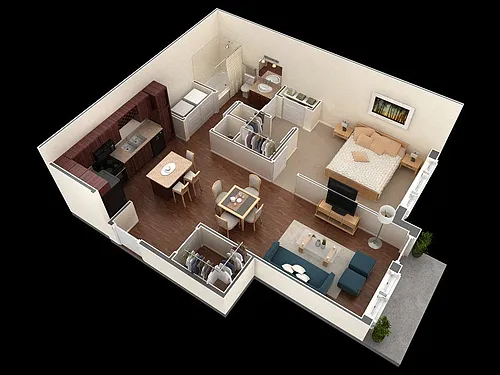 Floor plan 1x1 A1-A1G
