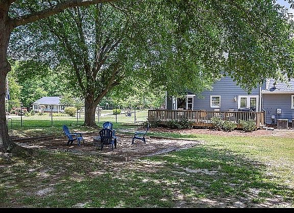 Mature trees shade deck 
