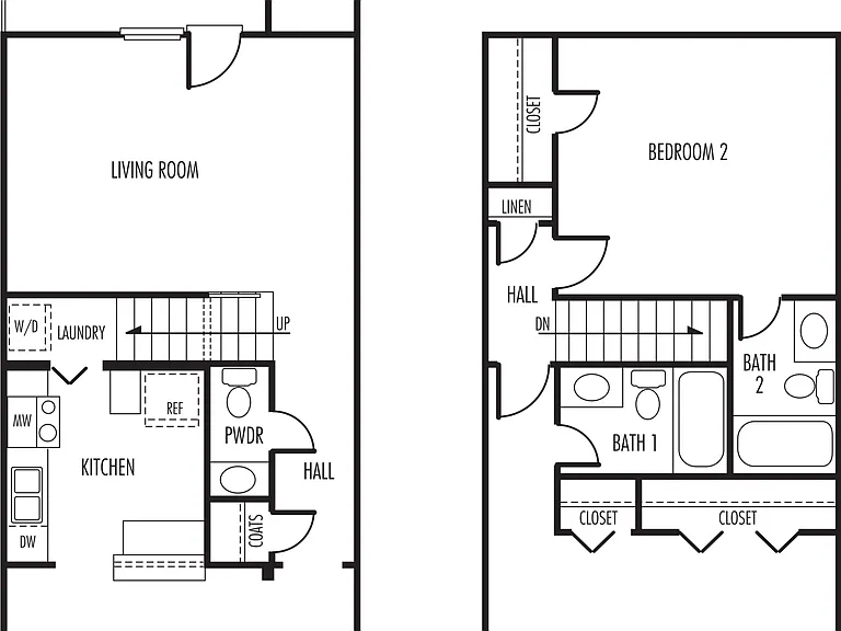 2 BR / 2.5 BA, 1400 sq. ft.