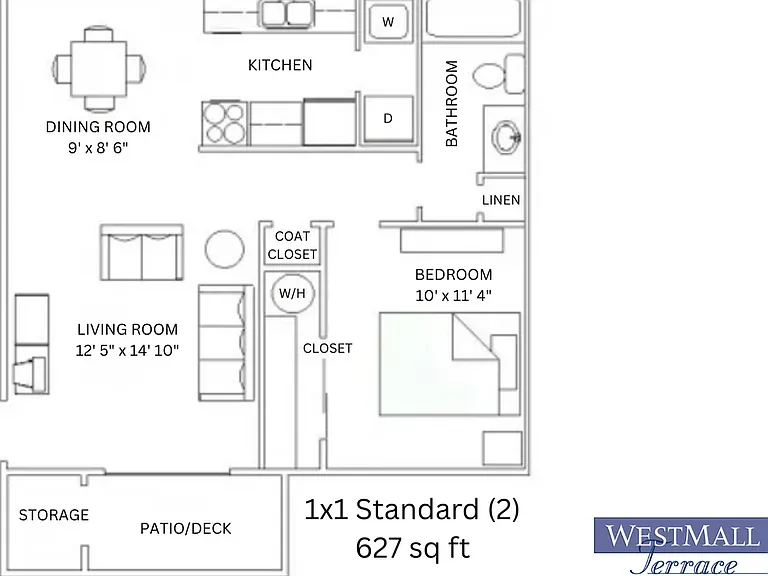 1x1 Standard (2) l 627 sq ft l Westmall Terrace 1x1 Standard (2) l 627 sq ft l Westmall Terrace