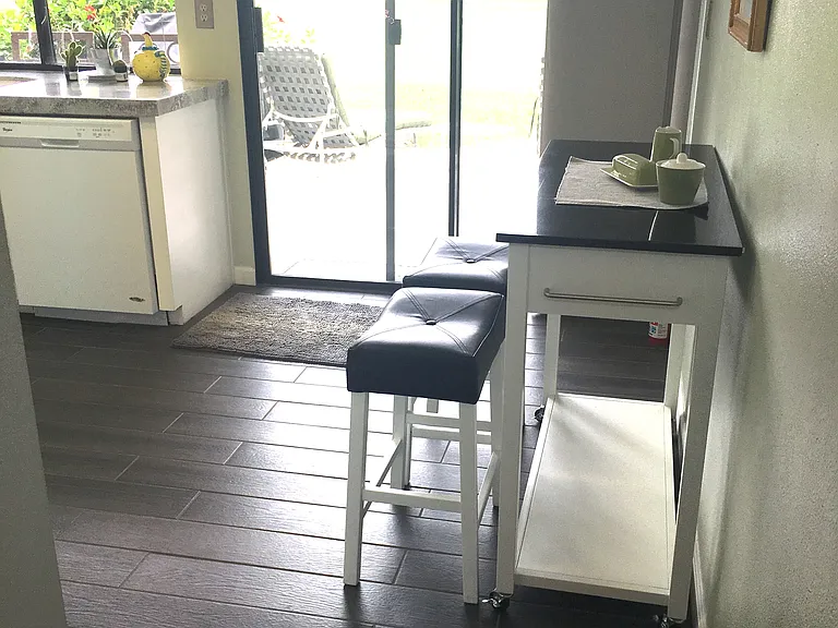 View into kitchen and to the back patio