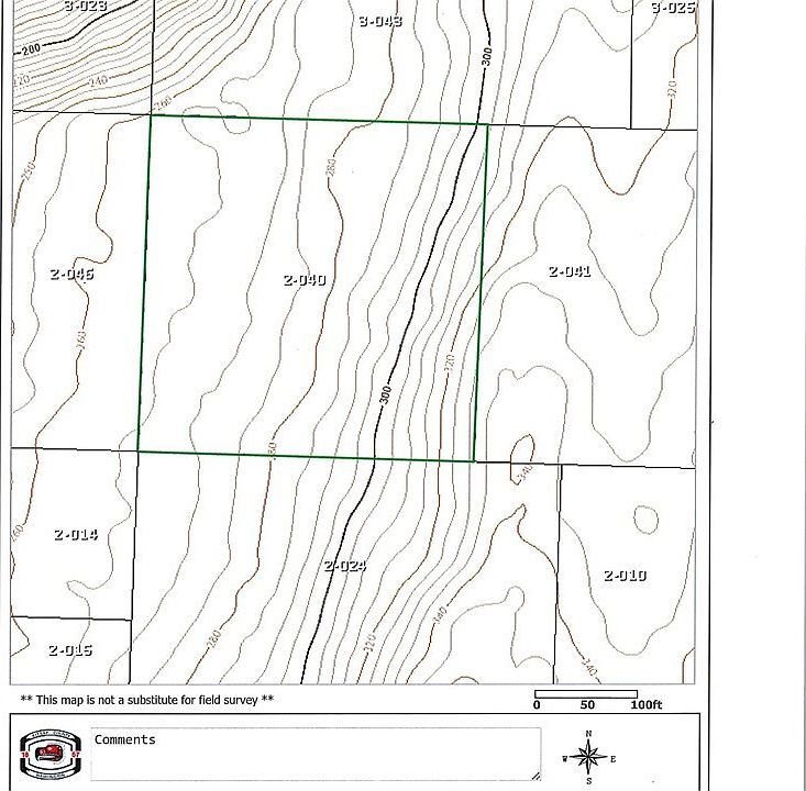 Topo lines, best building site to take advanage of the future view is in the SE corner.  Water and power near the NE corner on the road.  