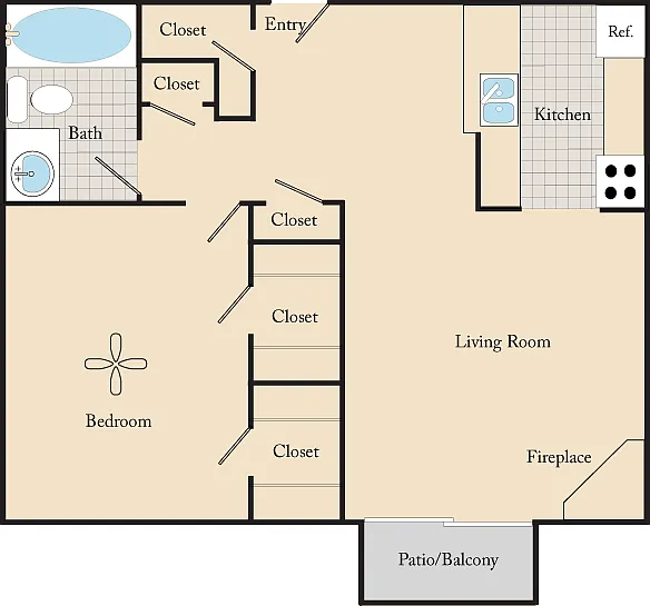 Floor plan 1 Bed, 1 Bath A1
