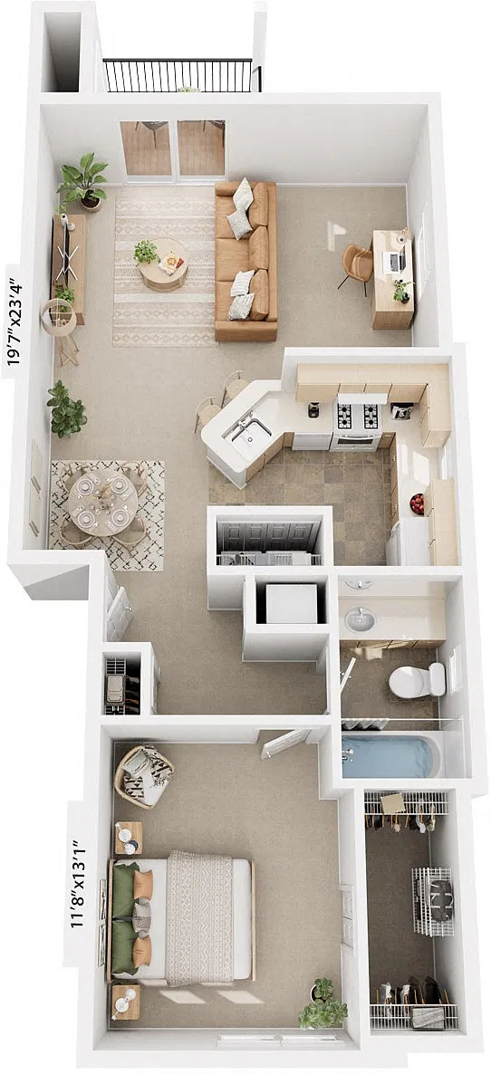 Floor plan One Bedroom End
