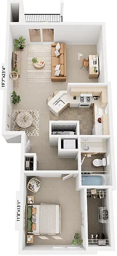 Floor plan One Bedroom End