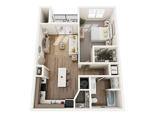 Floor plan 1 Bed, 1 Bath