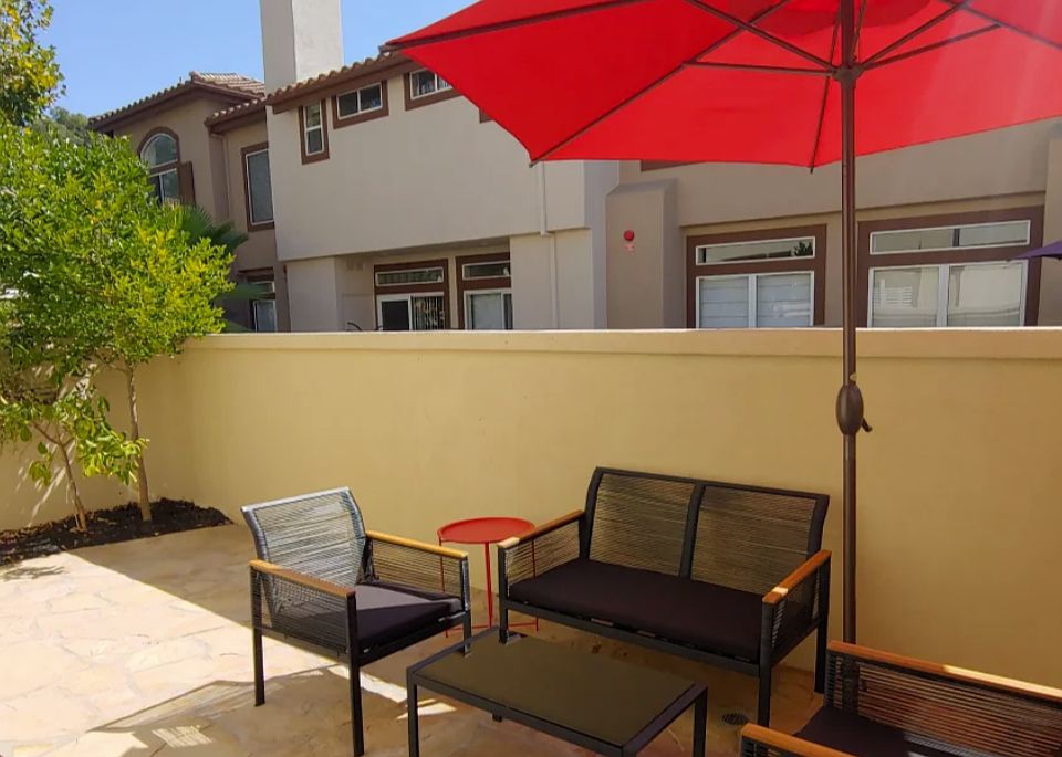 Patio with lemon tree