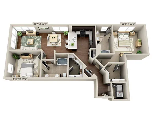 Floor plan Two Bedroom B2F