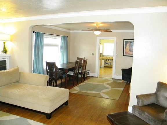 Hardwoods throughout the living and dining rooms.