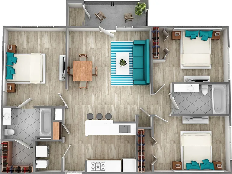 Three Bedroom Two Bath | 1125 sq ft Three Bedroom Two Bath | 1125 sq ft