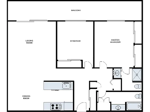 Floor plan 2 Bed / 2 Bath: Type R