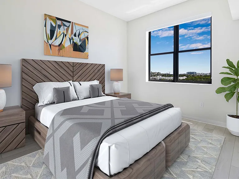 Your spacious bedroom has wood floors throughout
