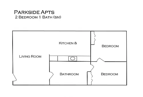 Floor plan 2 Bedroom 1 Bath (sm)