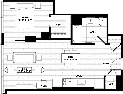 Floor plan One Bed 08