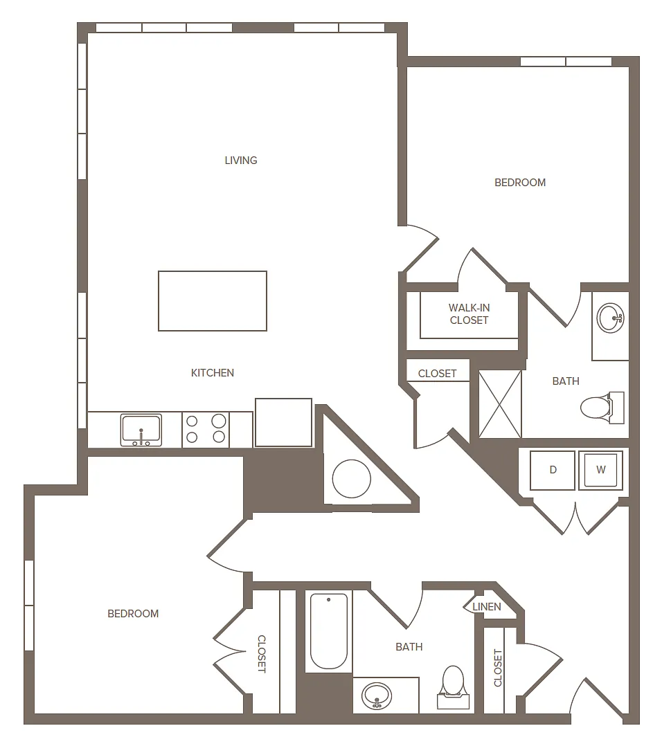 Floor plan 2 Bed/2 Bath-M