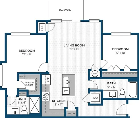 Floor Plan 2BR C1 | Seasons at Hoffman Estates | Apartments in Hoffman Estates, IL Floor Plan 2BR C1 | Seasons at Hoffman Estates | Apartments in Hoffman Estates, IL