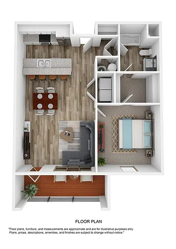 Floor plan A1 Huckleberry - One Bedroom, One Bathroom