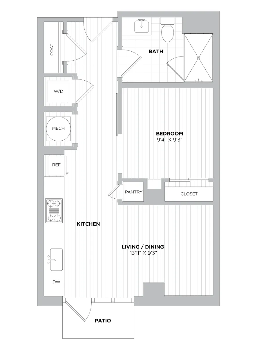 Floor plan JR 1 Bed/1 Bath-SA