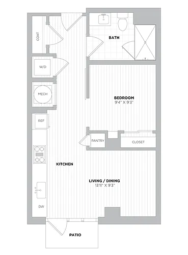 Floor plan JR 1 Bed/1 Bath-SA