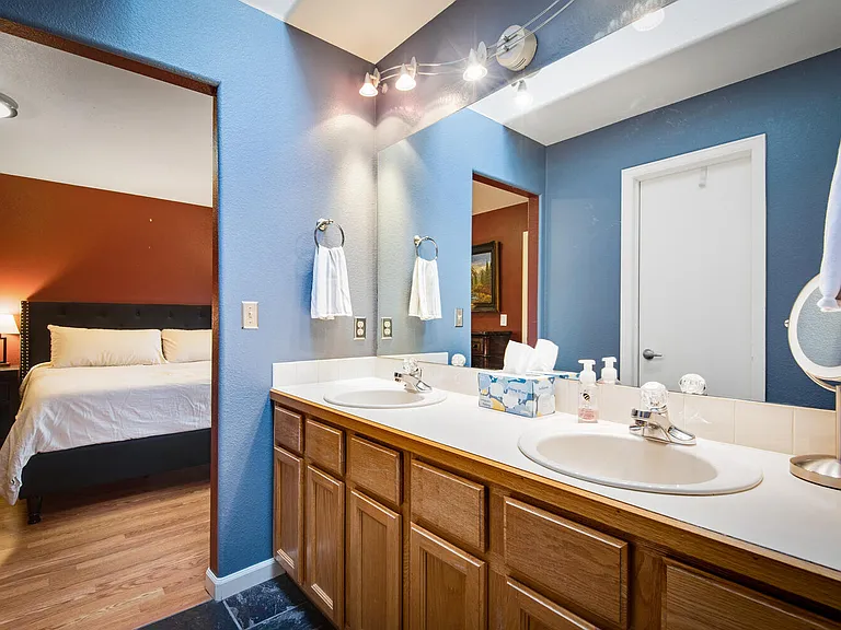 Double sink bathroom in master suite