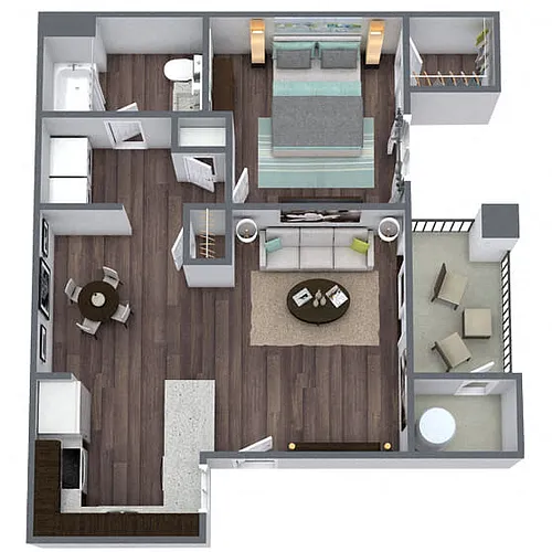 Floor plan A1: 1 Bed 1 Bath