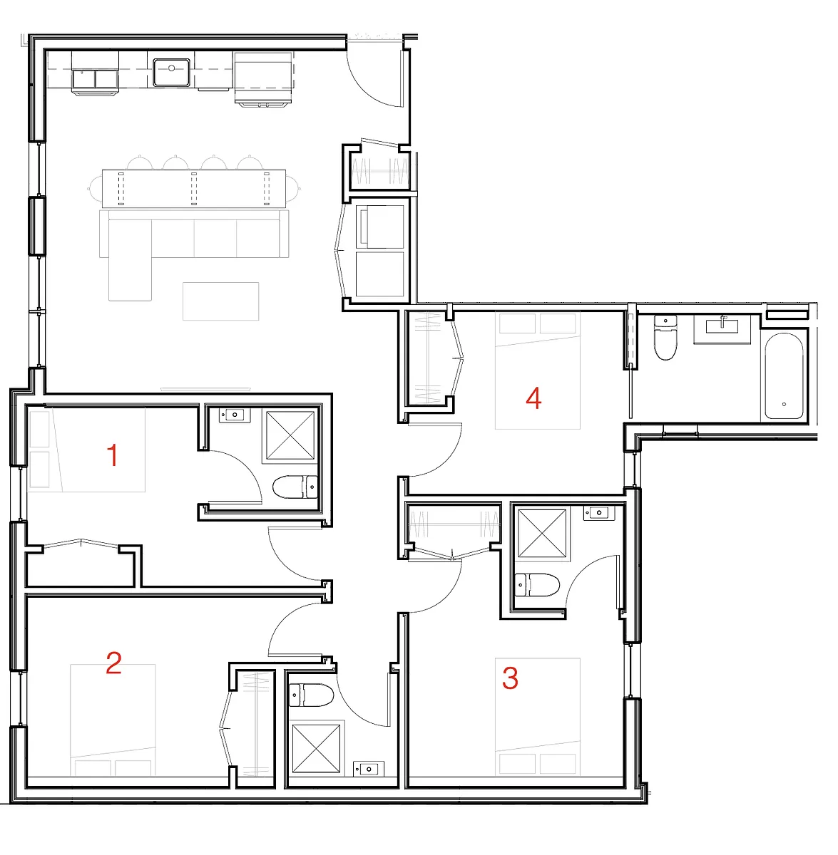 Floor plan Private Bath - 4 Person Suite