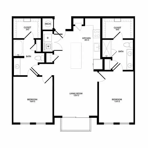Floor plan Two-Bedroom (B1)