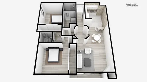 Floor plan Two Bed ~ Two Bath