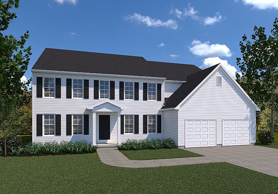 Lawrenceville American Elevation Optional Garage Door Shown