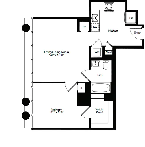 Floor plan One Bedroom K 13