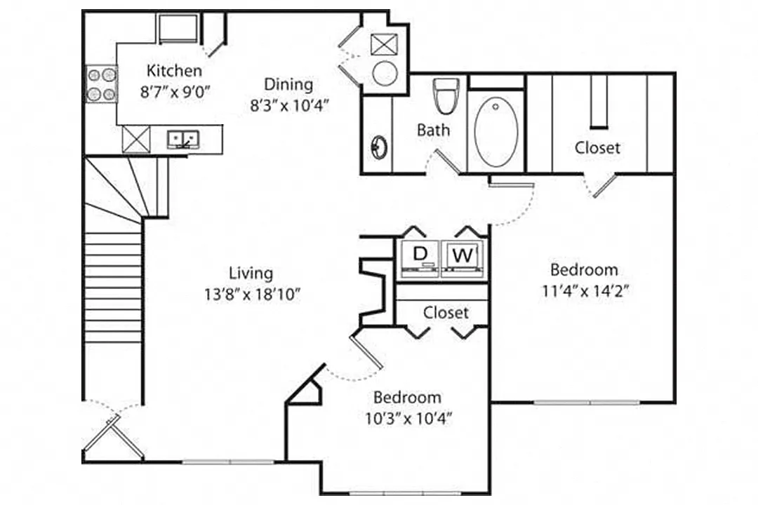 Floor plan Honeylocust Renovated B2r