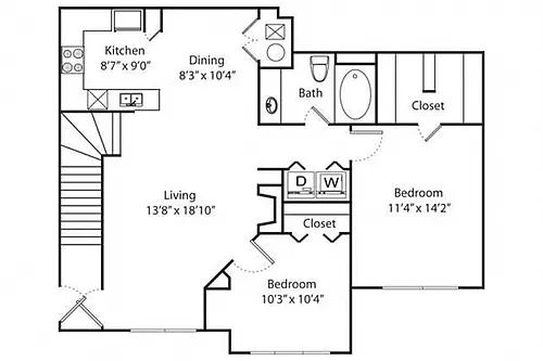 Floor plan Honeylocust Renovated B2r