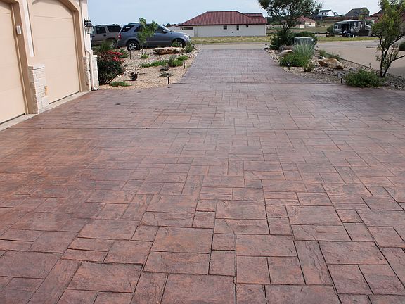Stamped and colored driveway