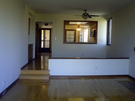 living room, step up dining 