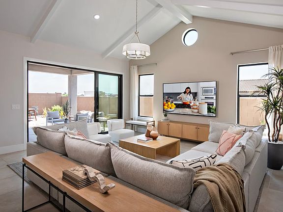 Great room with vaulted ceiling