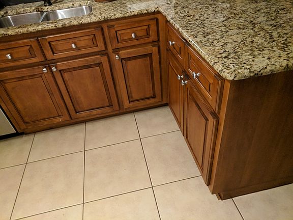 Tile flooring in kitchen