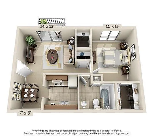 Floor plan 1 Bedroom 1 Bath