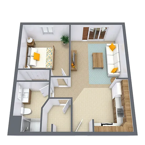 Floor plan One Bedroom 11C