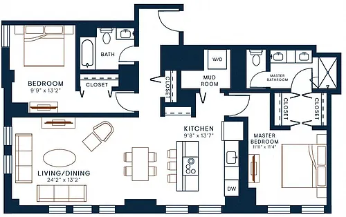 Floor plan 2 Bedroom 04