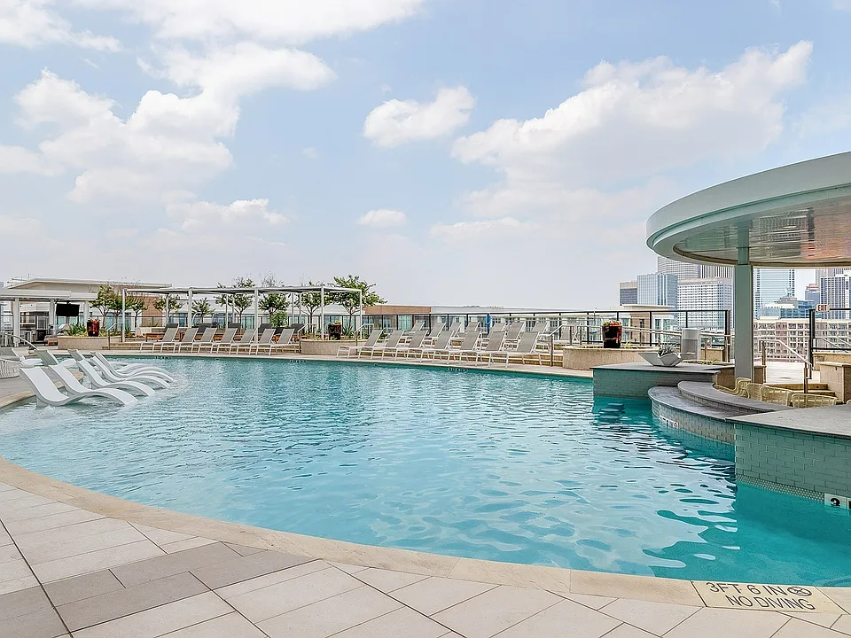 Expansive Pool Deck with Downtown Houston Views