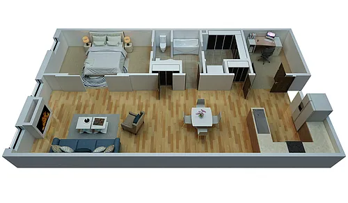 Floor plan 1 Bedroom / 1 Bathroom /w Den