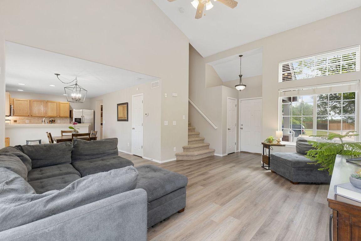 The open floor plan of the home keeps you connected to the activity.