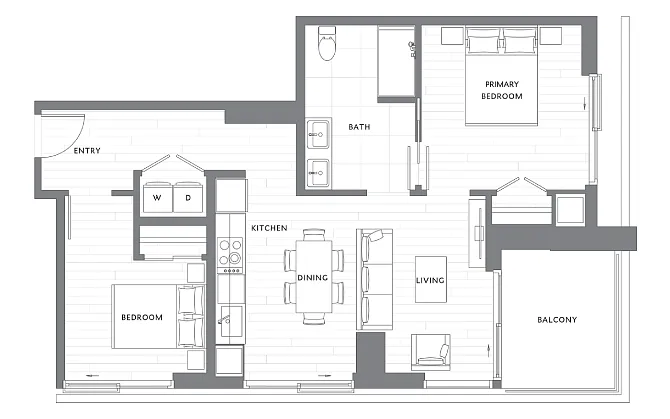 Floor plan 2 Bedroom 1 Bath B4