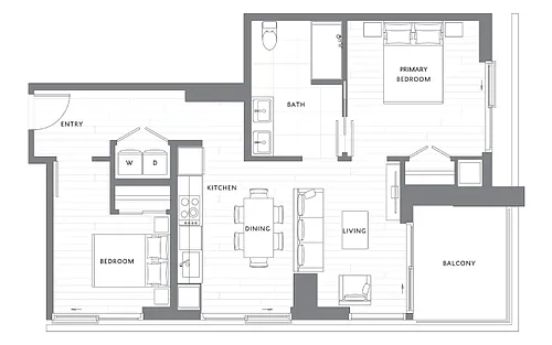 Floor plan 2 Bedroom 1 Bath B4
