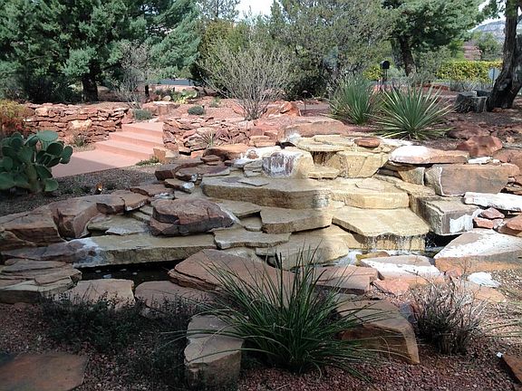 Red rock waterfall fountain