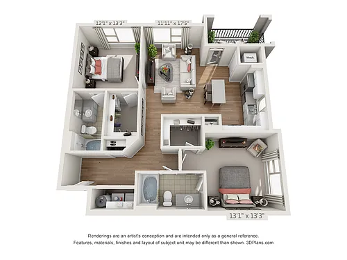 Floor plan 2-Bedroom 2-Bathroom | 1,141 sqft