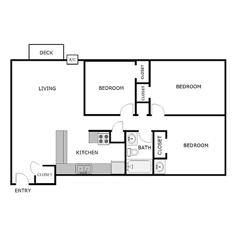 Floor plan 3 Bed 1 Bath